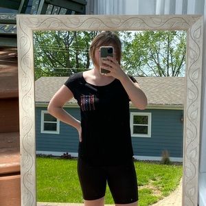 Black embroidered pocket tee